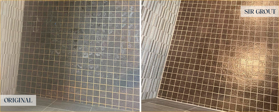 Shower Floor Before and After a Tile Cleaning in Smyrna