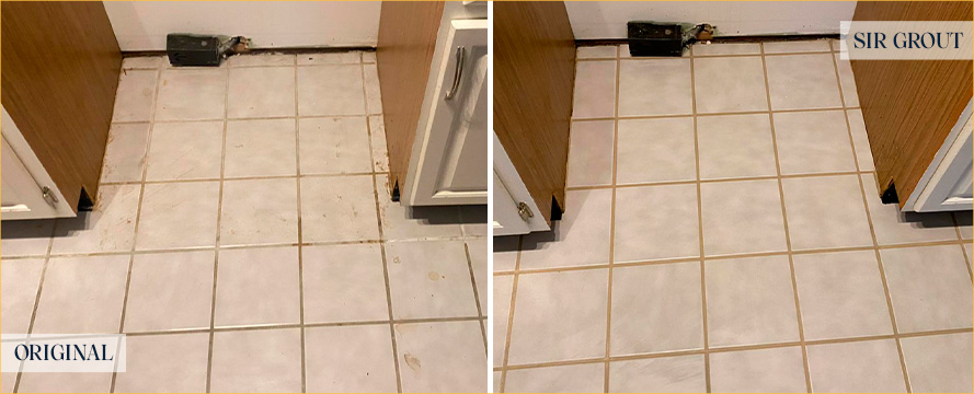 Tile Floor Before and After a Grout Sealing in Wilmington