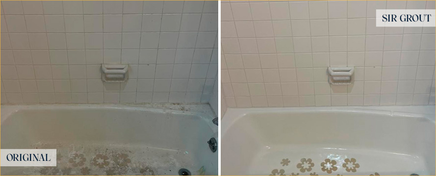 Shower Walls and Bathtub Before and After a Tile Cleaning in Wilmington